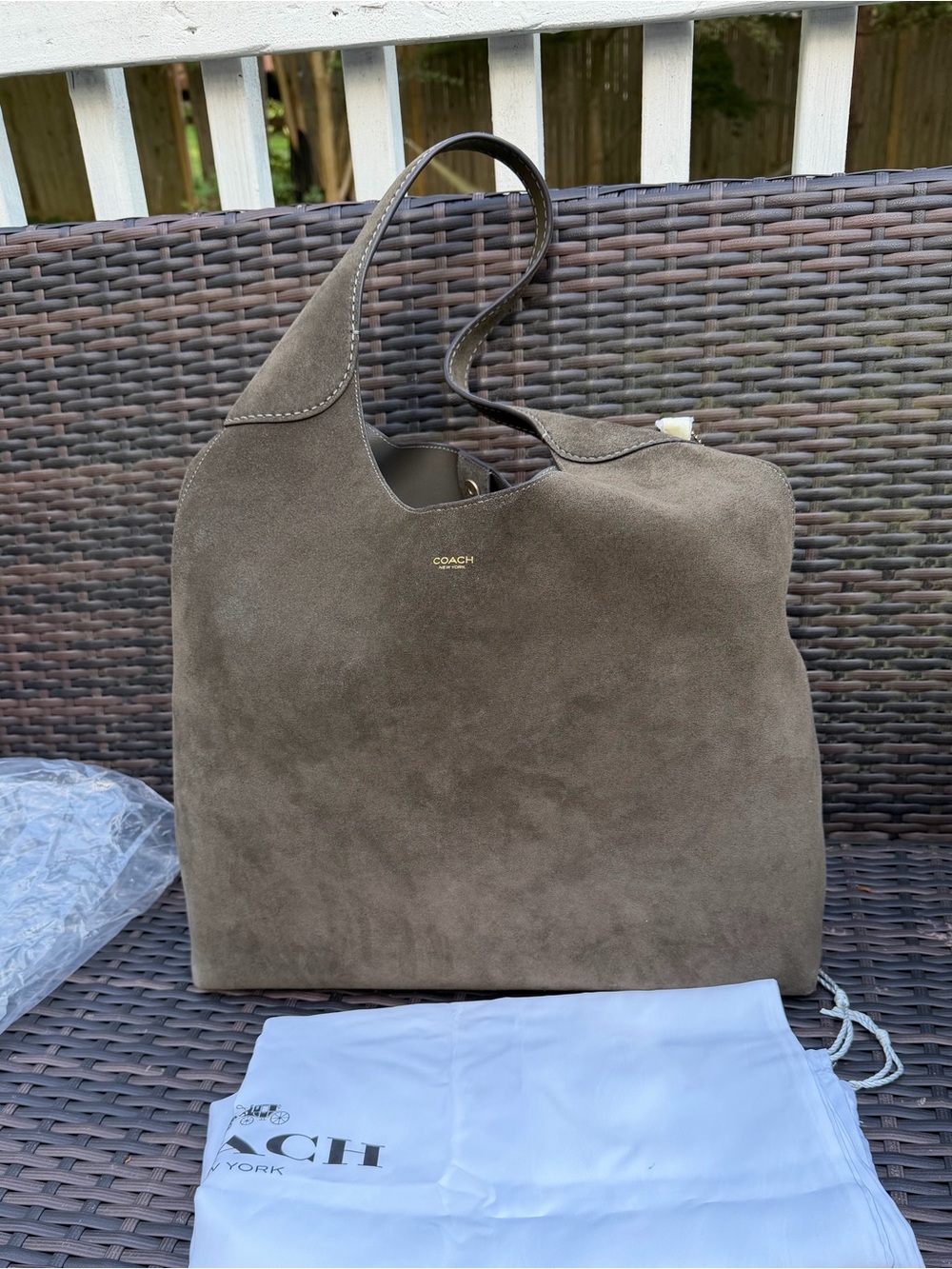 Coach Brooklyn Suede Shoulder Bag 39 Olive